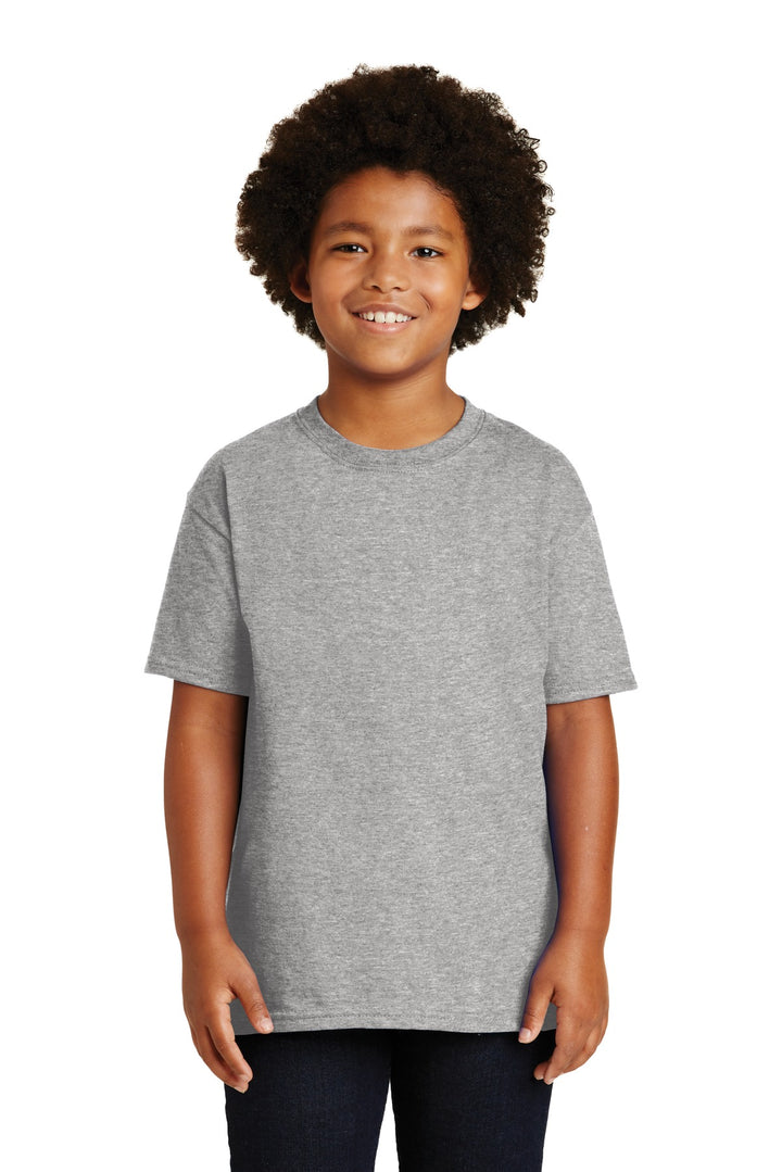 Front View of Sport Grey Gildan - Youth Ultra Cotton 100% US Cotton T-Shirt. 2000B