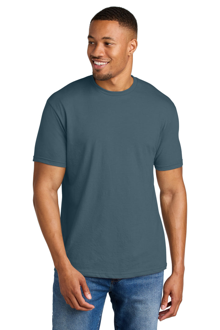 Front View of SteelBlue Gildan Softstyle CVC Tee 64000CVC