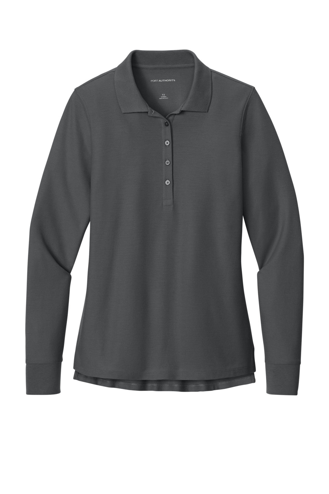 Front View of StormGrey Port Authority Women's Wearever Signature Pique Long Sleeve Polo LK200LS