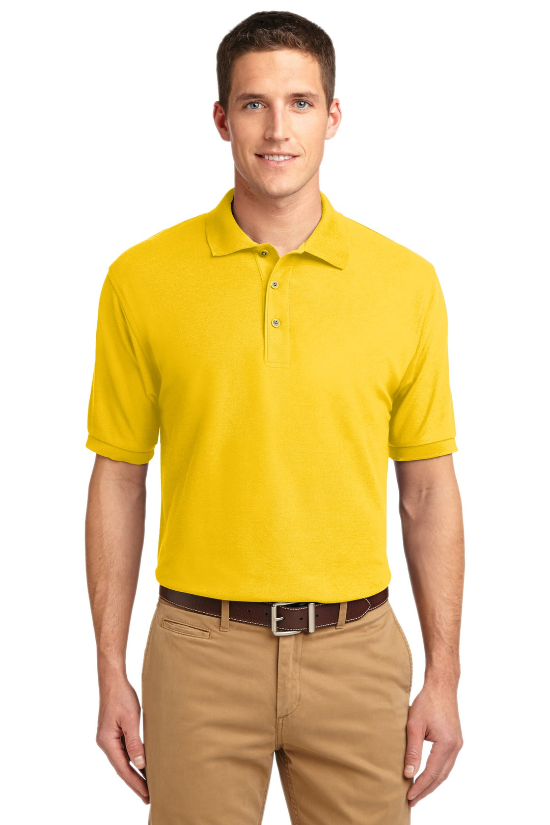 Front View of Sunflower Yllw Port Authority Silk Touch Polo K500