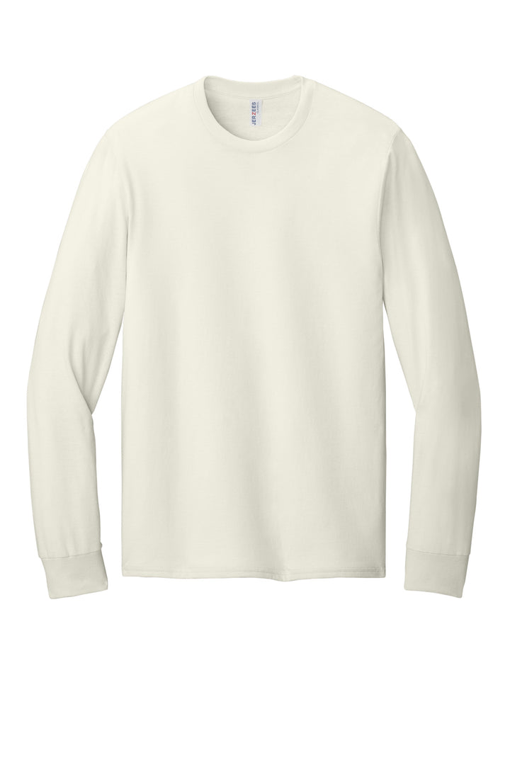 Front View of SwtCrmHthr Jerzees Classics Unisex Cotton Long Sleeve T-Shirt 363L