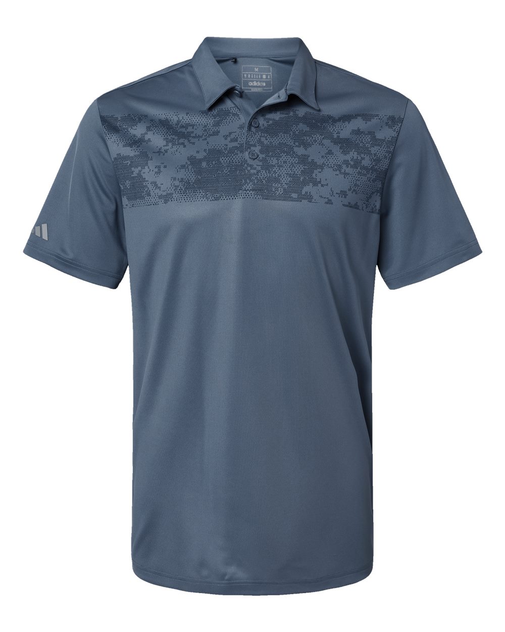Front View of Tech Ink Camo Chest Print Polo - A585