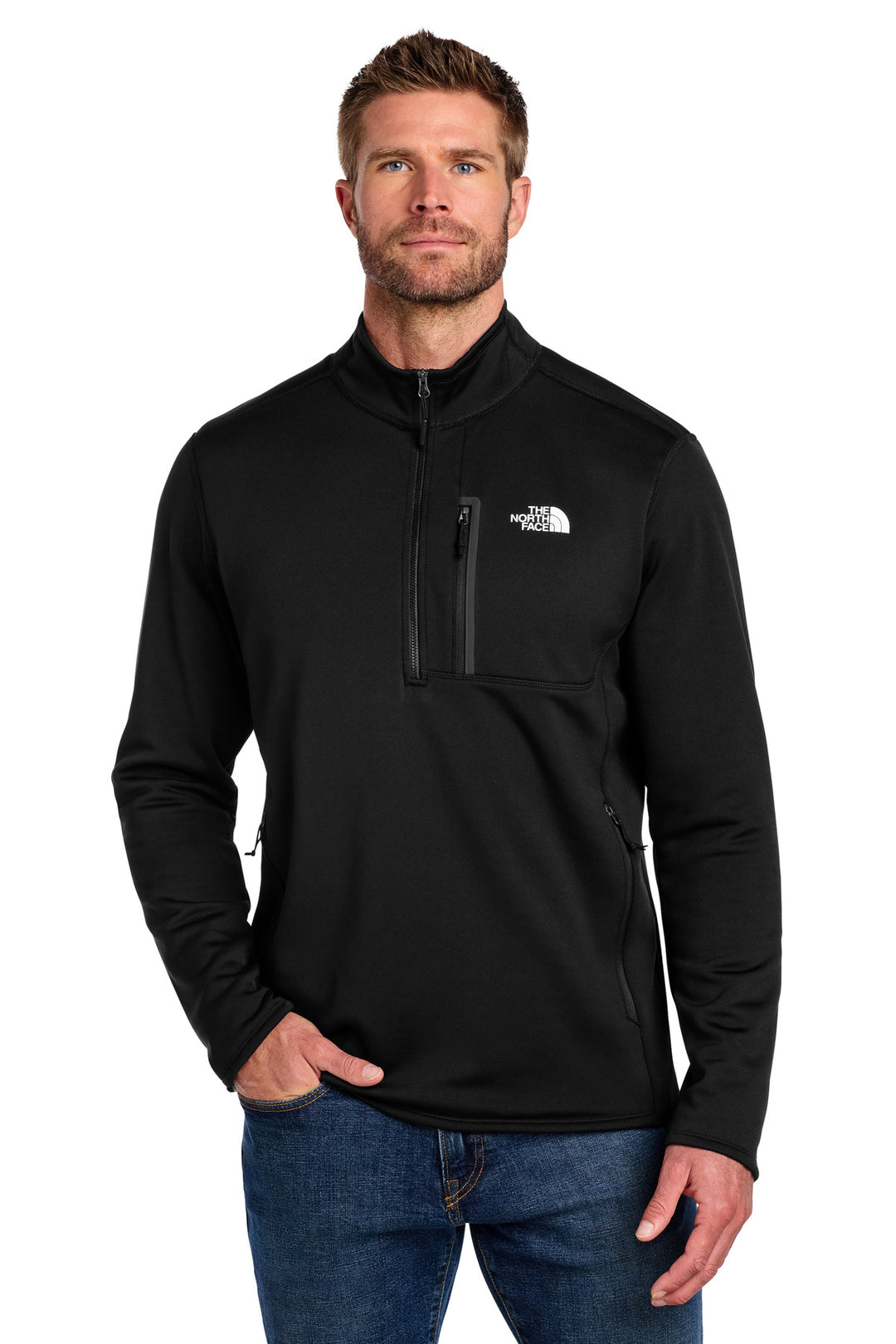 Front View of TNFBlack The North Face Skyline 1/2-Zip Fleece NF0A7V63