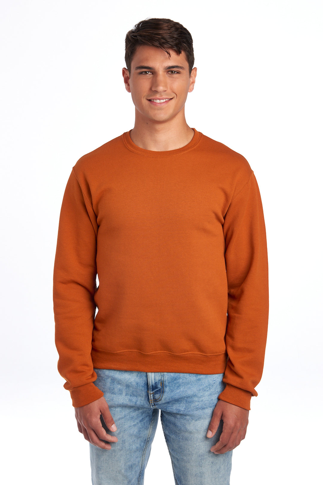 Front View of TOrange Jerzees - NuBlend Crewneck Sweatshirt. 562M