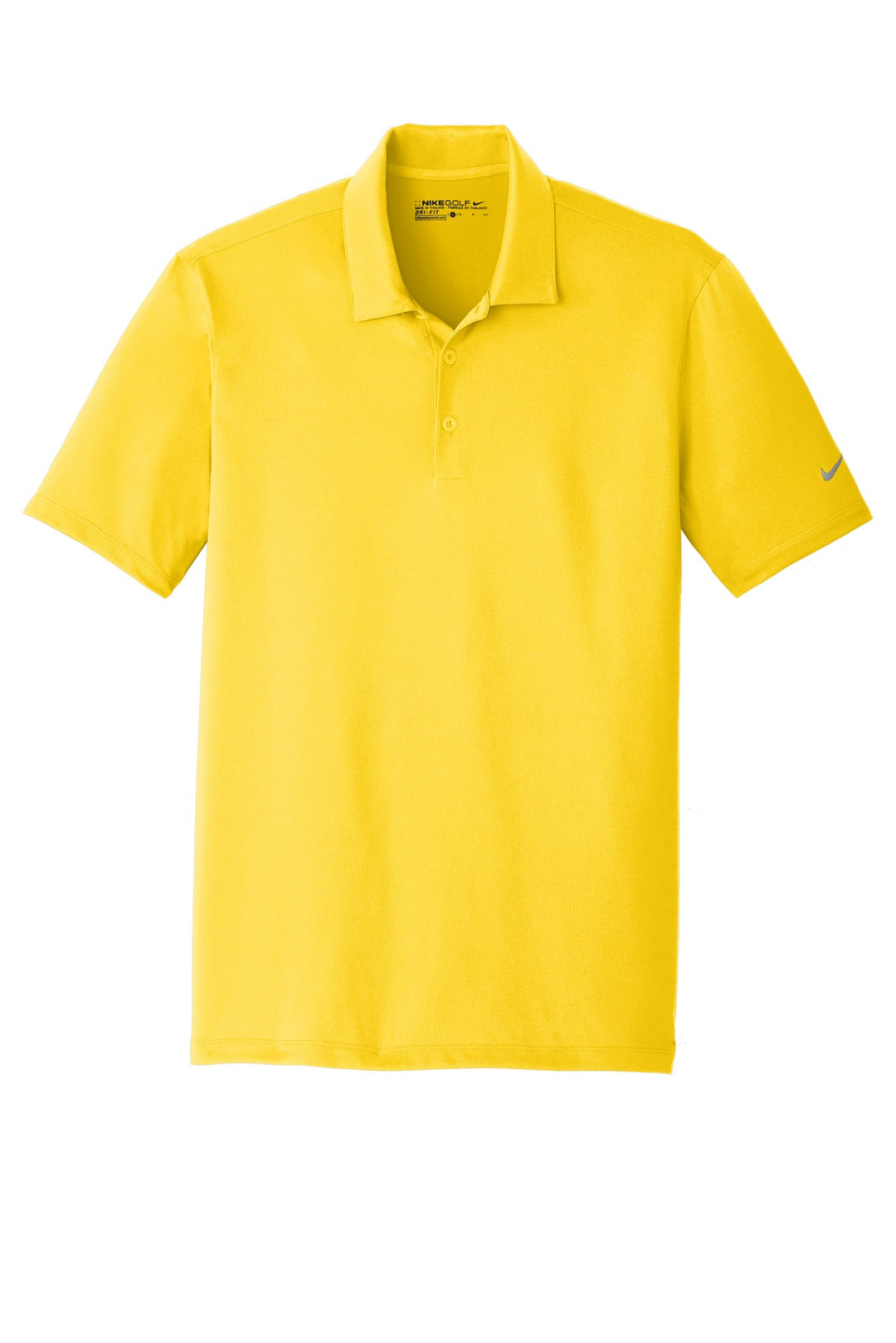 Front View of Tour Yellow Nike Dri-FIT Legacy Polo. 883681