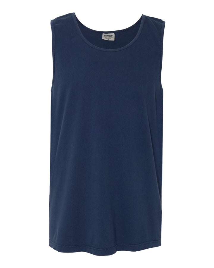 Front View of True Navy Garment-Dyed Heavyweight Tank Top - 9360