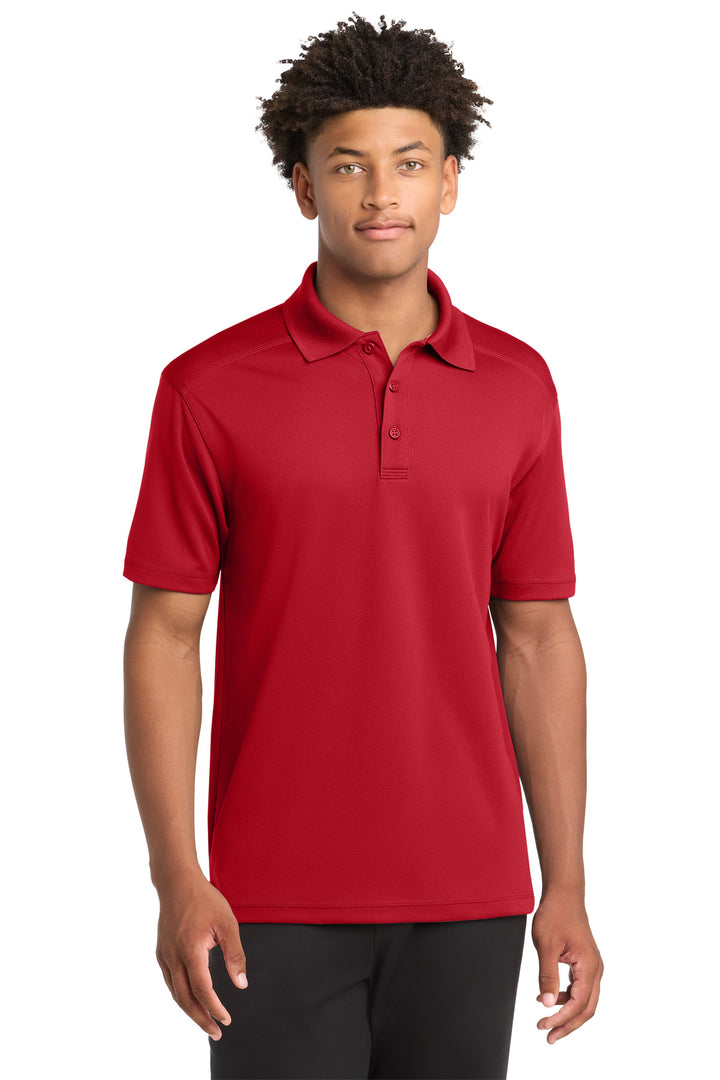 Front View of True Red Sport-Tek PosiCharge Micro-Mesh Polo. ST680