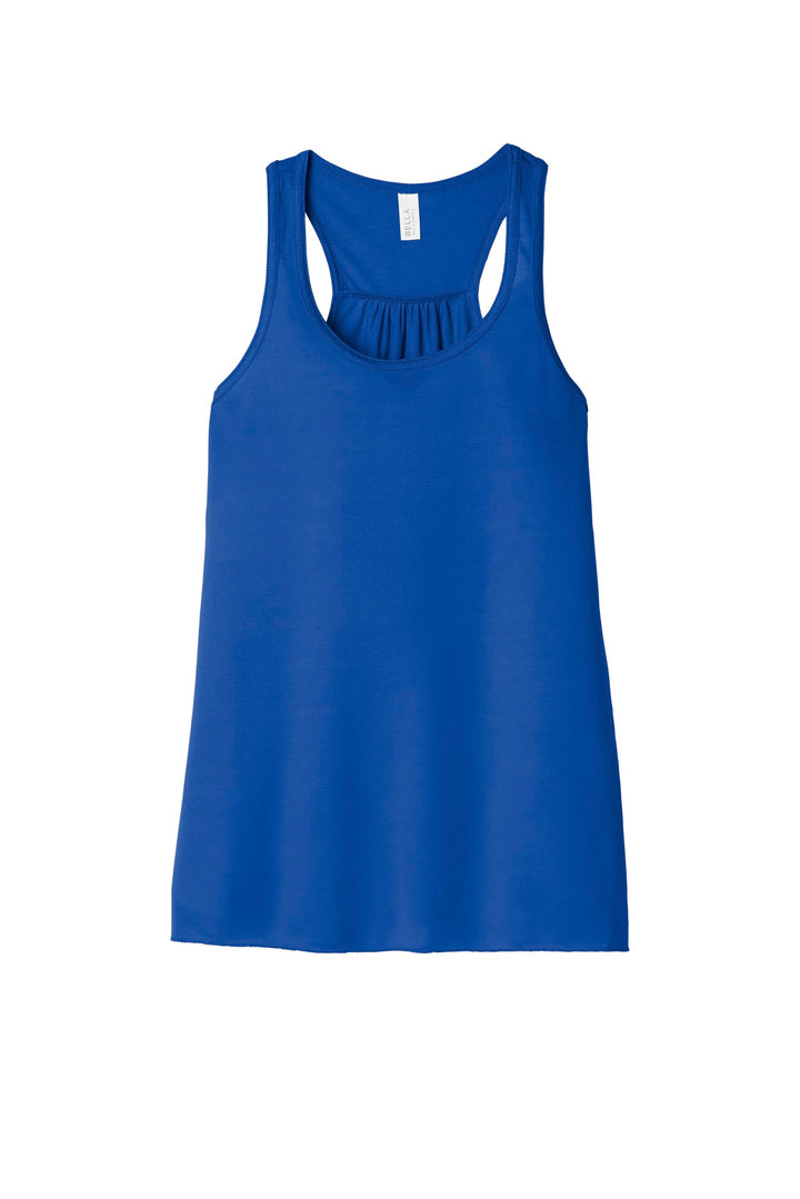 Front View of True Royal BELLA+CANVAS Women's Flowy Racerback Tank. BC8800