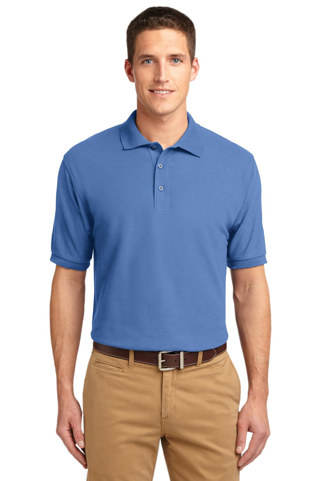 Front View of Ultramrne Blue Port Authority Silk Touch Polo K500