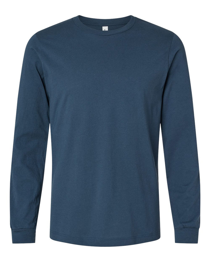 Front View of Vintage Navy Jersey Long Sleeve Tee - 3501