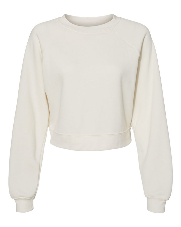Front View of Vintage White Women's Raglan Pullover Fleece - 7505