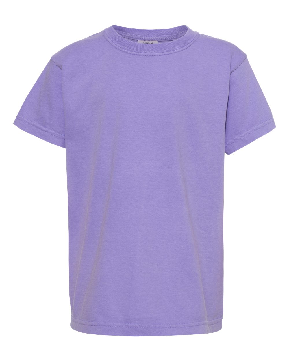 Front View of Violet Garment-Dyed Youth Heavyweight T-Shirt - 9018
