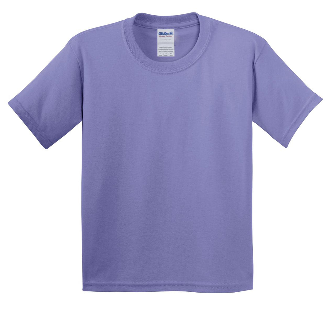 Front View of Violet Gildan - Youth Heavy Cotton 100% Cotton T-Shirt. 5000B