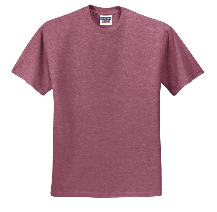 Front View of Vntg He Maroon Jerzees - Dri-Power 50/50 Cotton/Poly T-Shirt. 29M