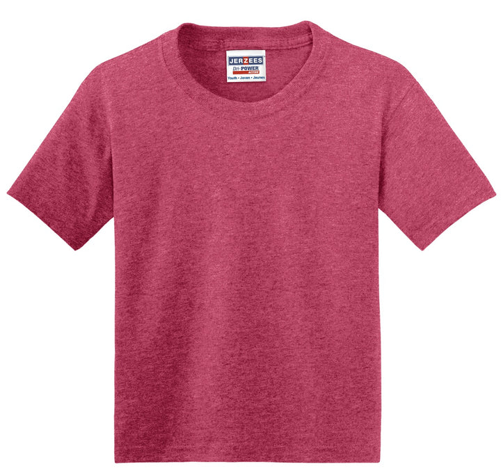 Front View of Vntg Hthr Red Jerzees - Youth Dri-Power 50/50 Cotton/Poly T-Shirt. 29B