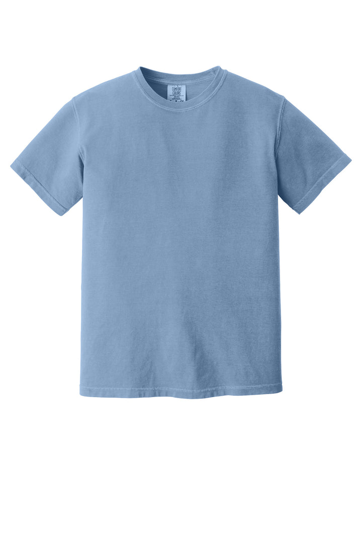 Front View of Washed Denim COMFORT COLORS Heavyweight Ring Spun Tee. 1717