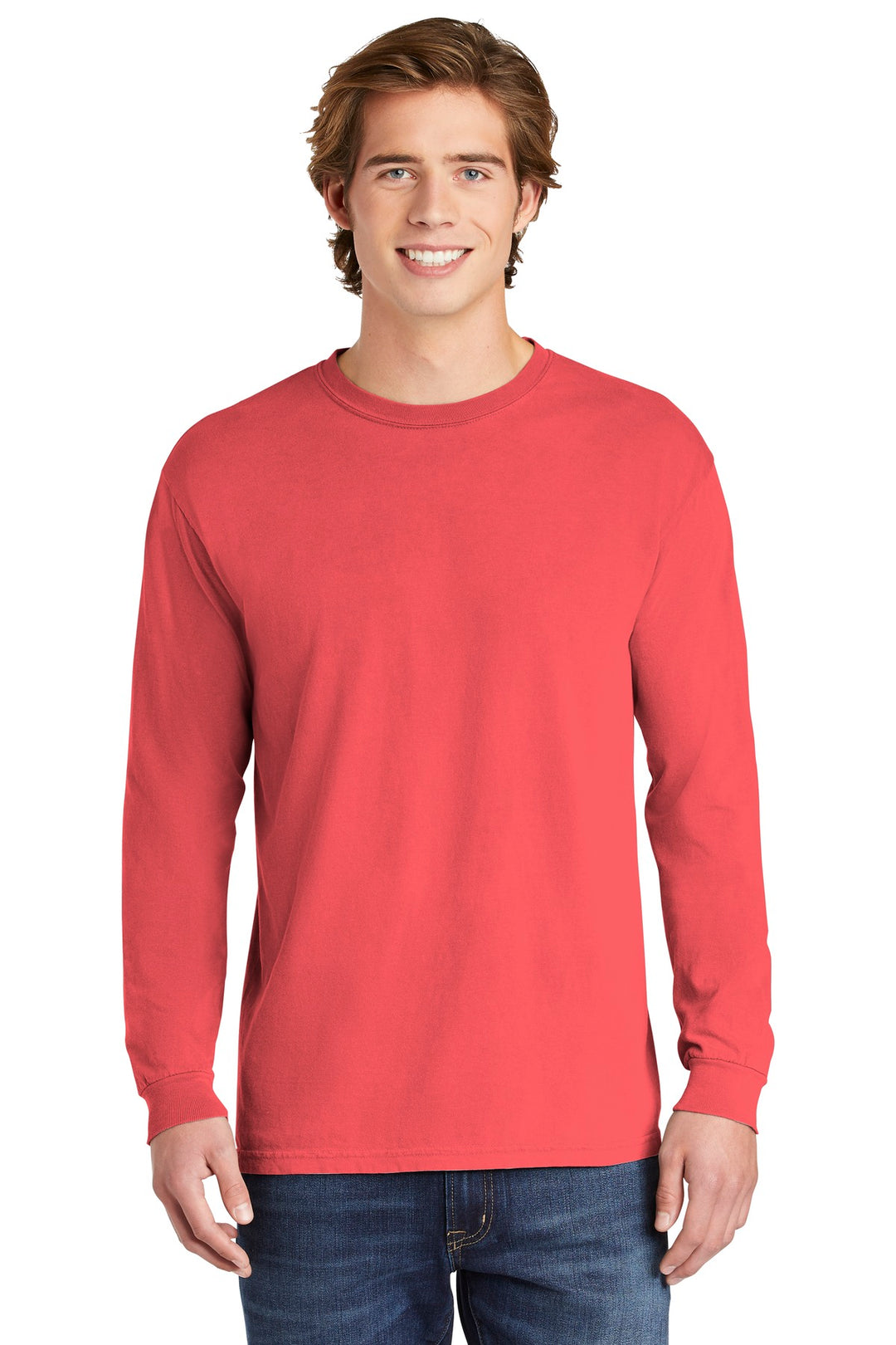 Front View of Watermelon COMFORT COLORS Heavyweight Ring Spun Long Sleeve Tee. 6014