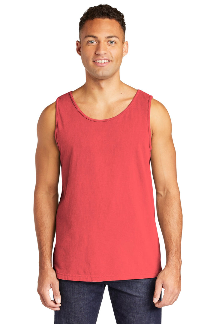 Front View of Watermelon COMFORT COLORS Heavyweight Ring Spun Tank Top. 9360