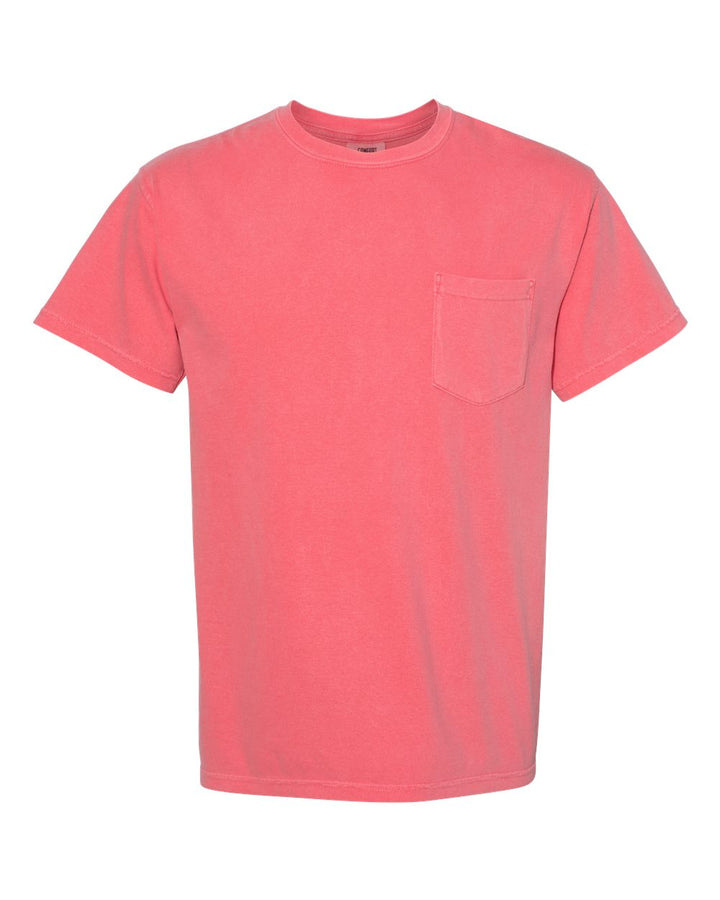 Front View of Watermelon Garment-Dyed Heavyweight Pocket T-Shirt - 6030