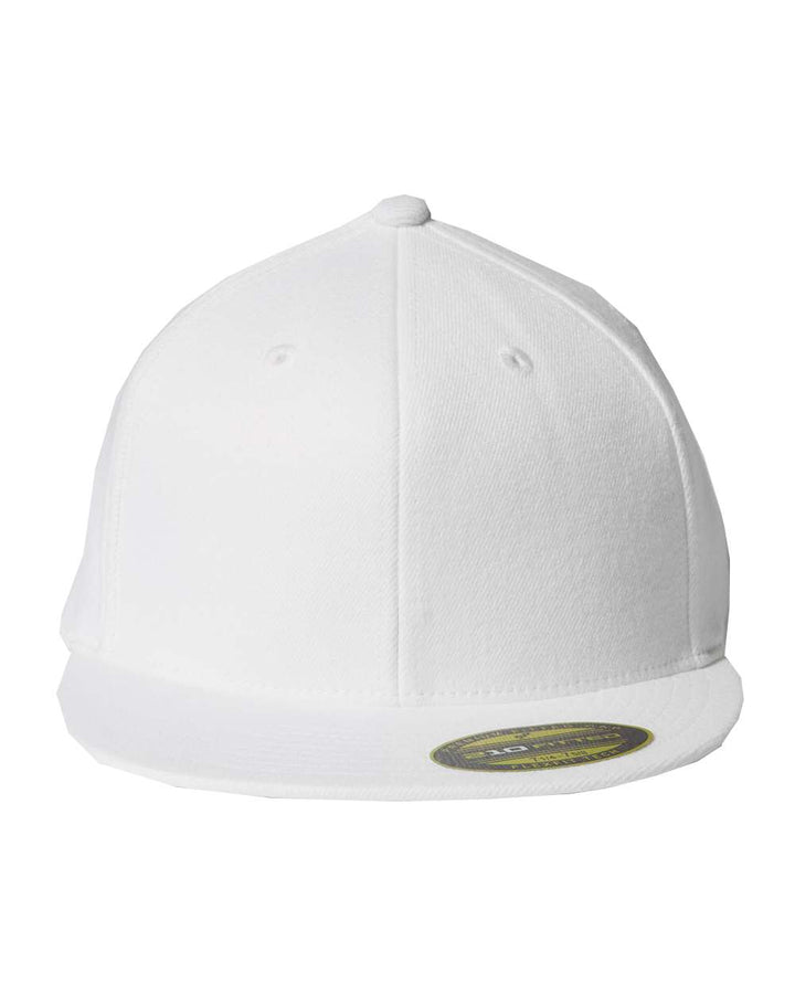 Front View of White 210® Flat Bill Cap - 6210FF