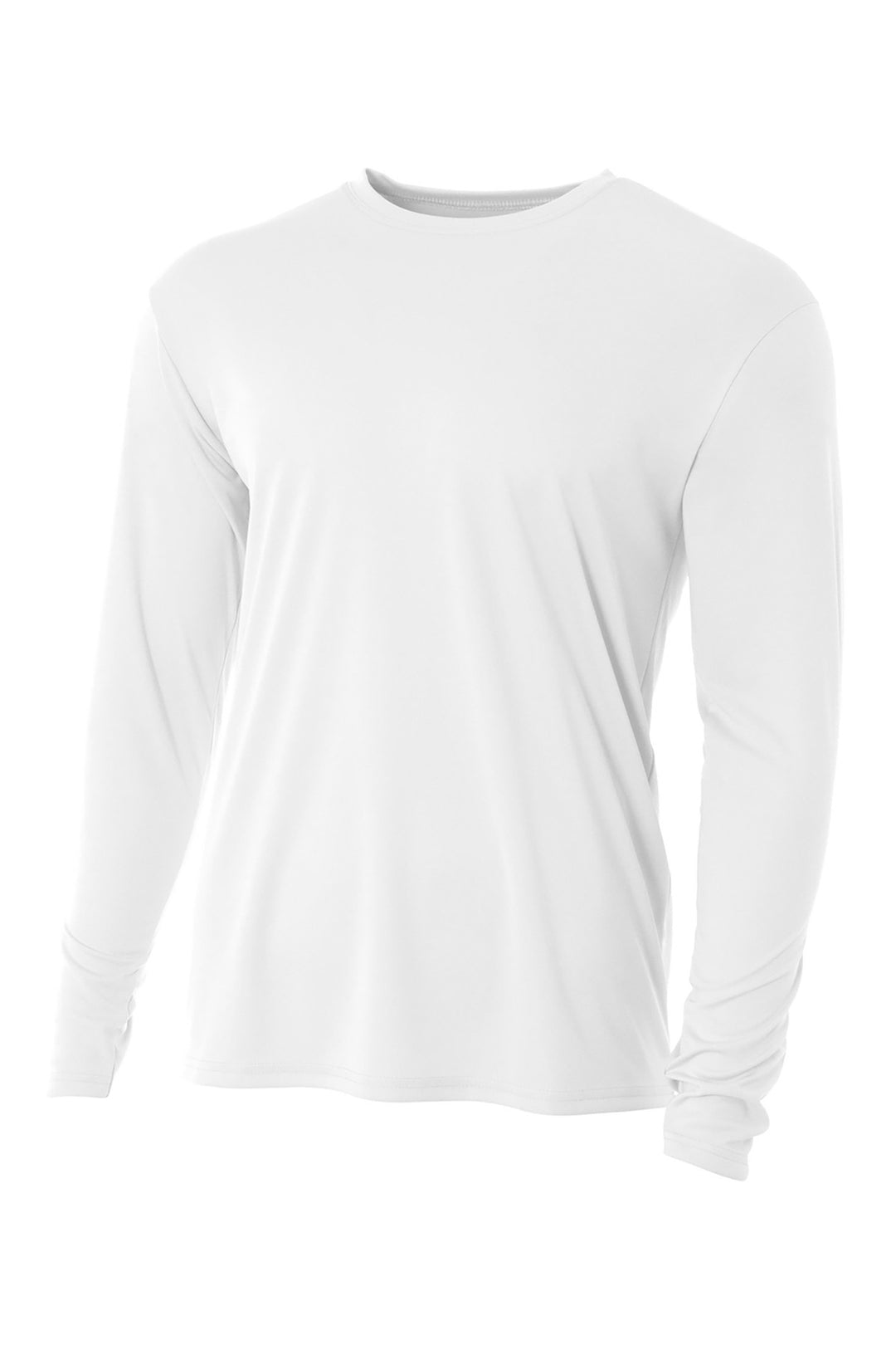 Front View of White A4 Cooling Performance Long Sleeve Tee A4N3165