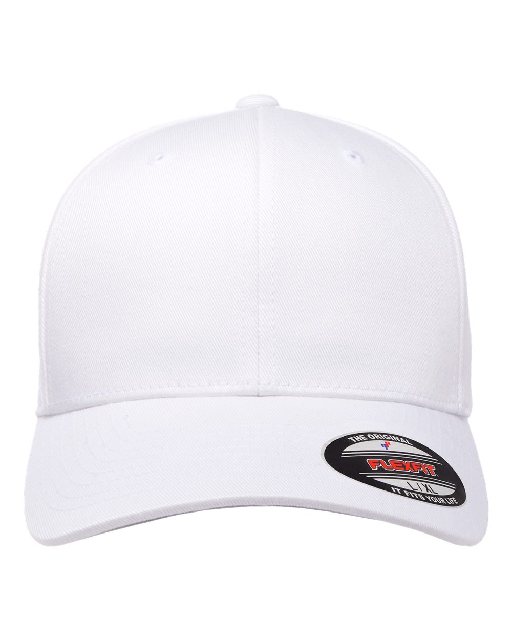 Front View of White Cotton Blend Cap - 6277
