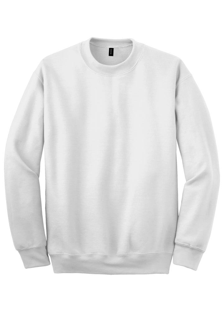 Front View of White Gildan - DryBlend Crewneck Sweatshirt. 12000
