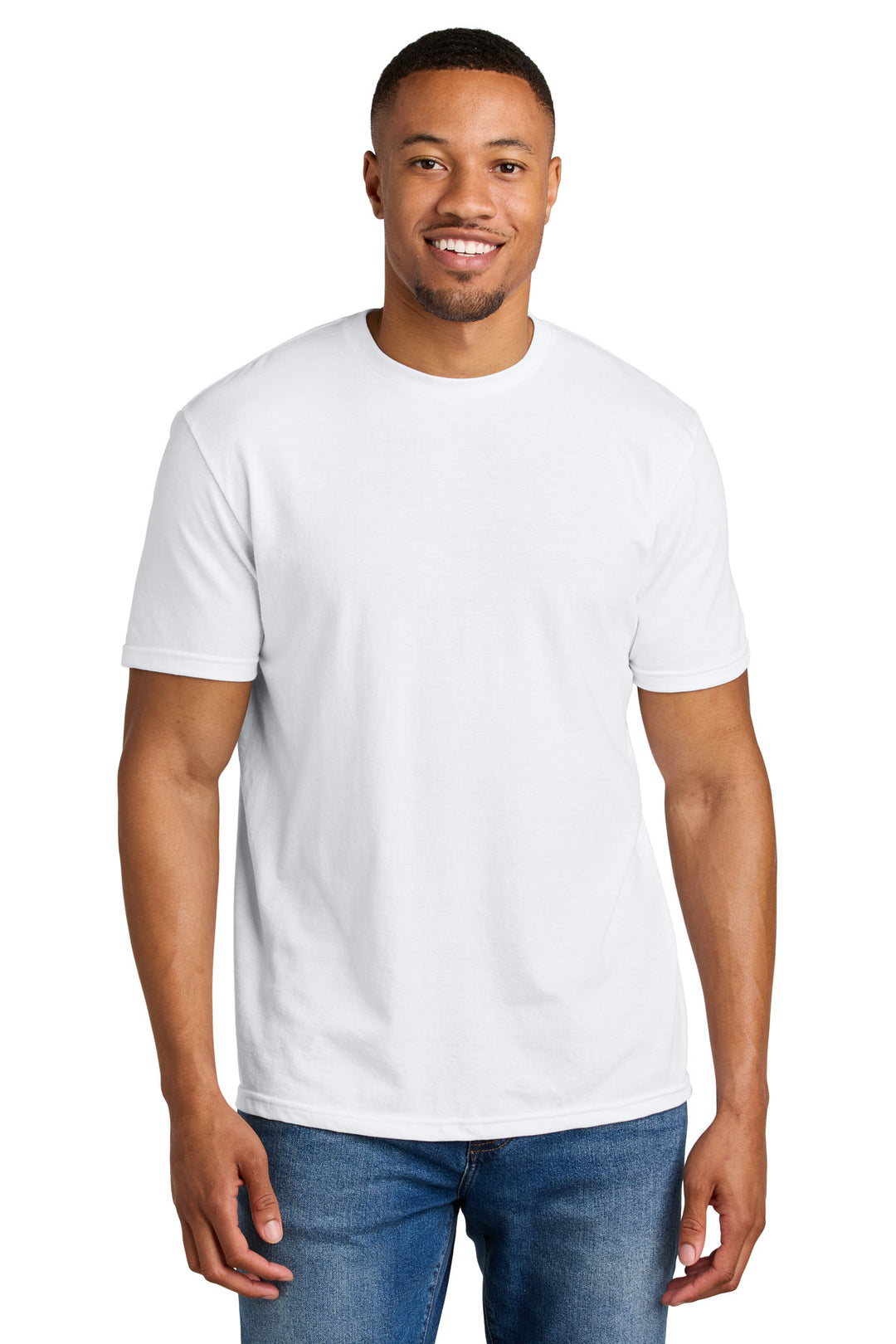 Front View of White Gildan Softstyle CVC Tee 64000CVC
