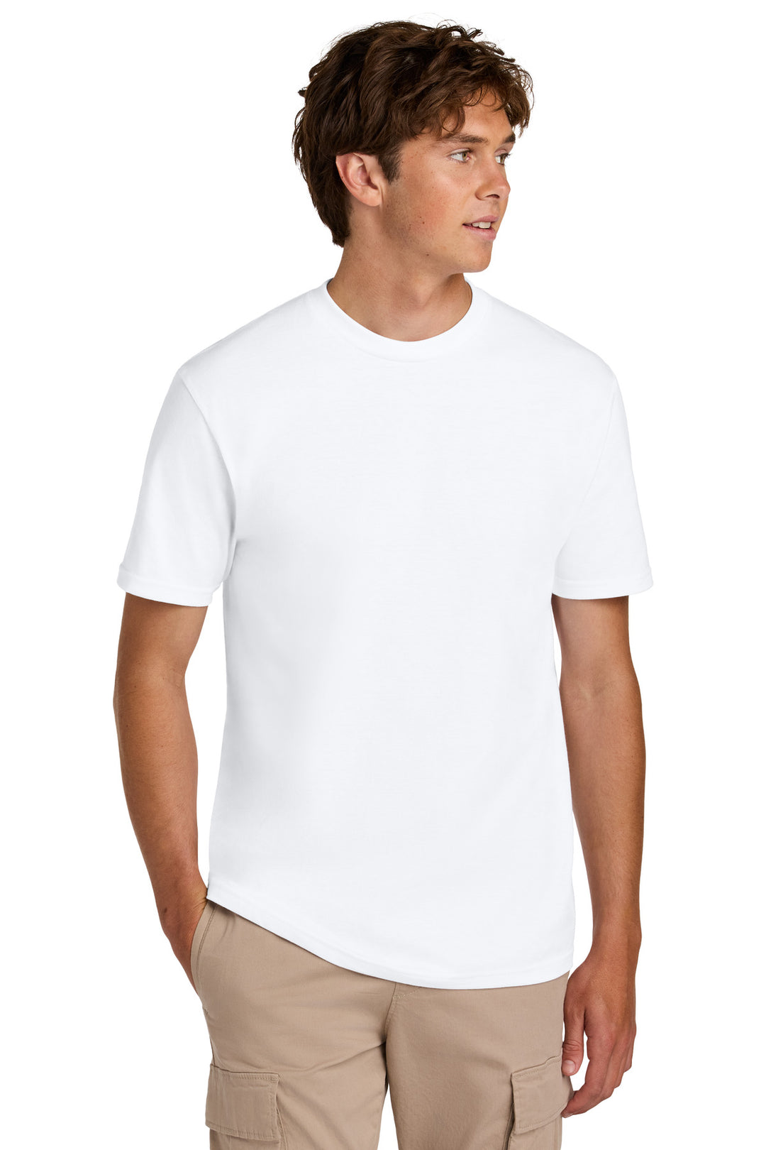 Front View of White Gildan Softstyle Midweight Tee 65000