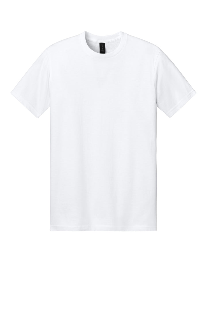 Front View of White Gildan Softstyle Midweight Tee 65000
