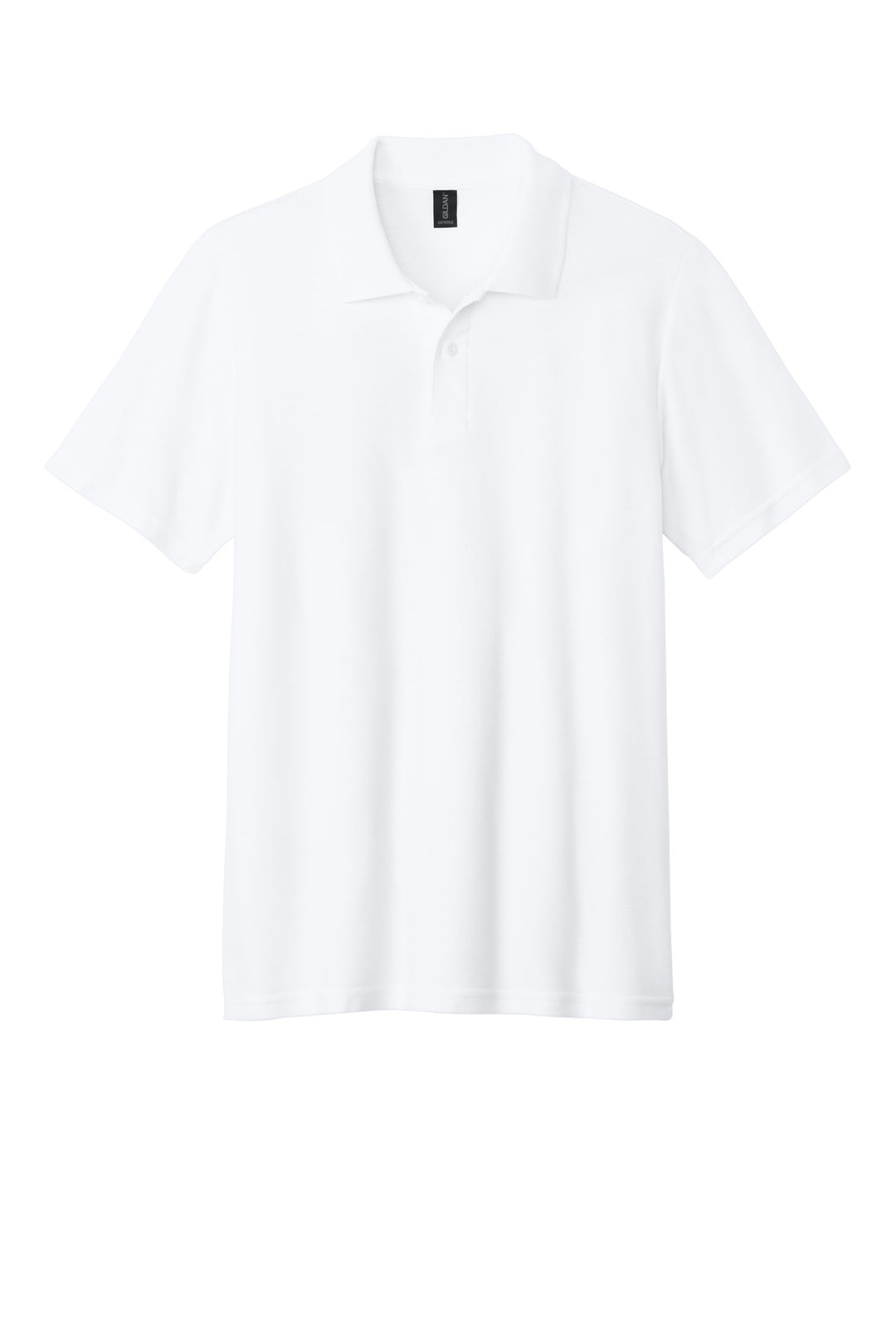 Front View of White Gildan Softstyle Pique Polo 64800