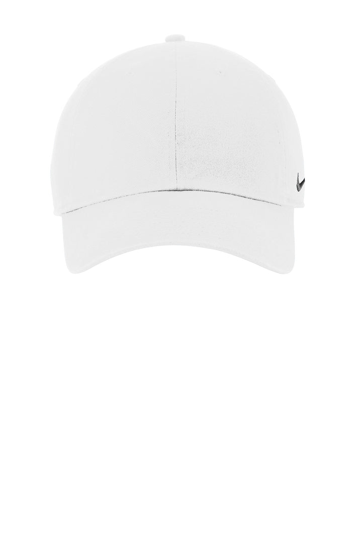 Front View of White Nike Heritage Cotton Twill Cap NKFB5677