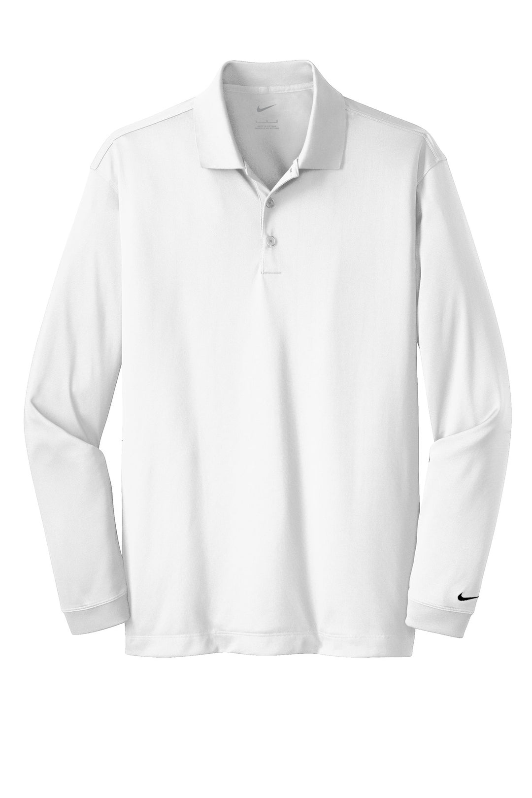 Front View of White Nike Long Sleeve Dri-FIT Stretch Tech Polo. 466364