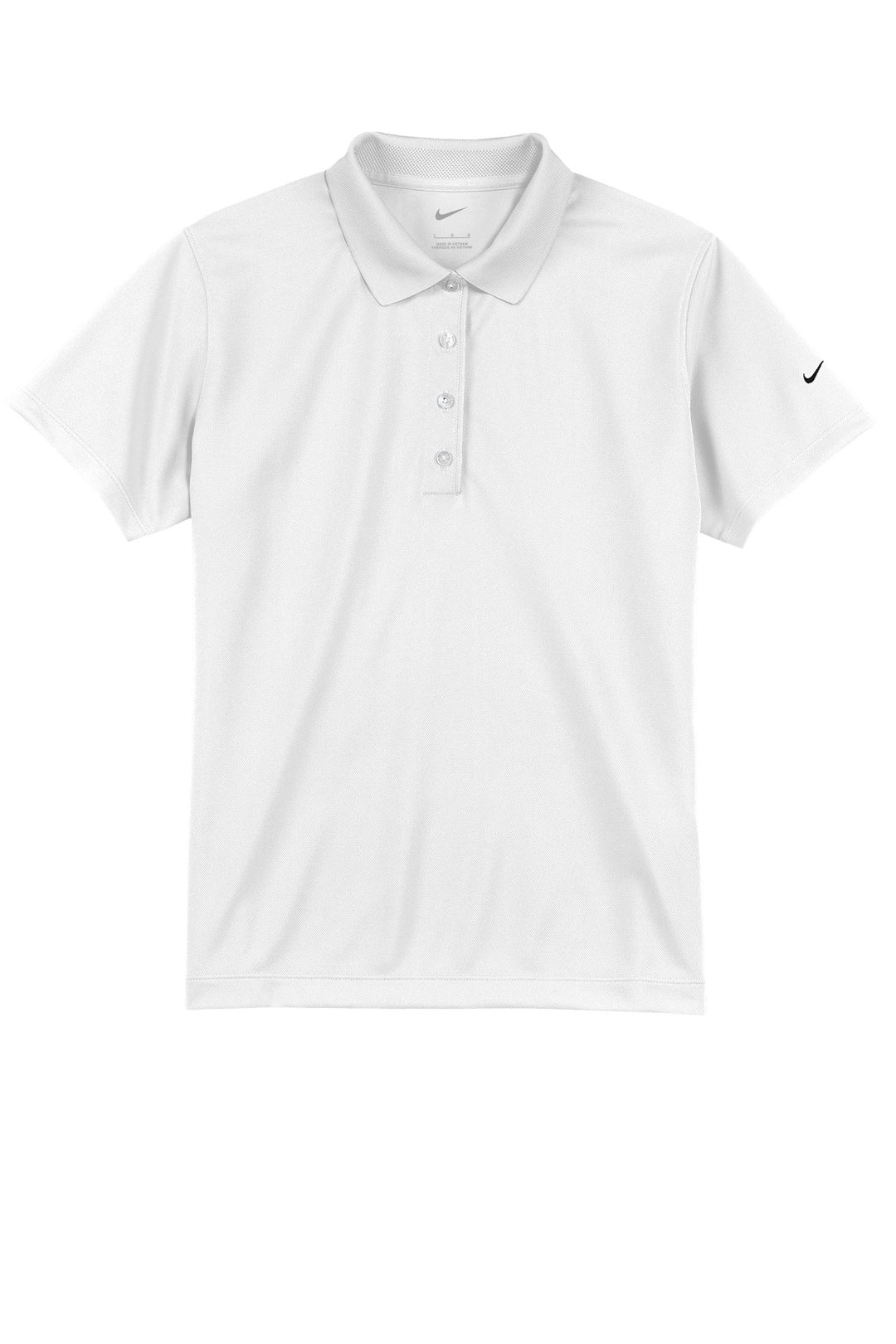 Front View of White Nike Women's Tech Basic Dri-FIT Polo. 203697