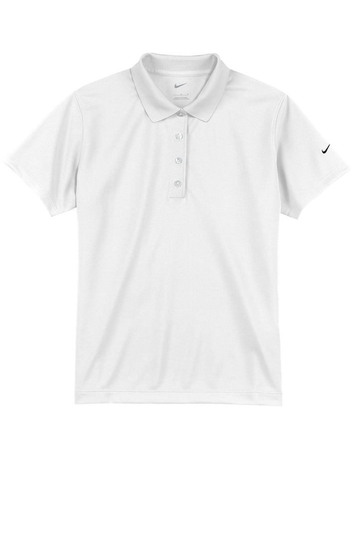 Front View of White Nike Women's Tech Basic Dri-FIT Polo. 203697