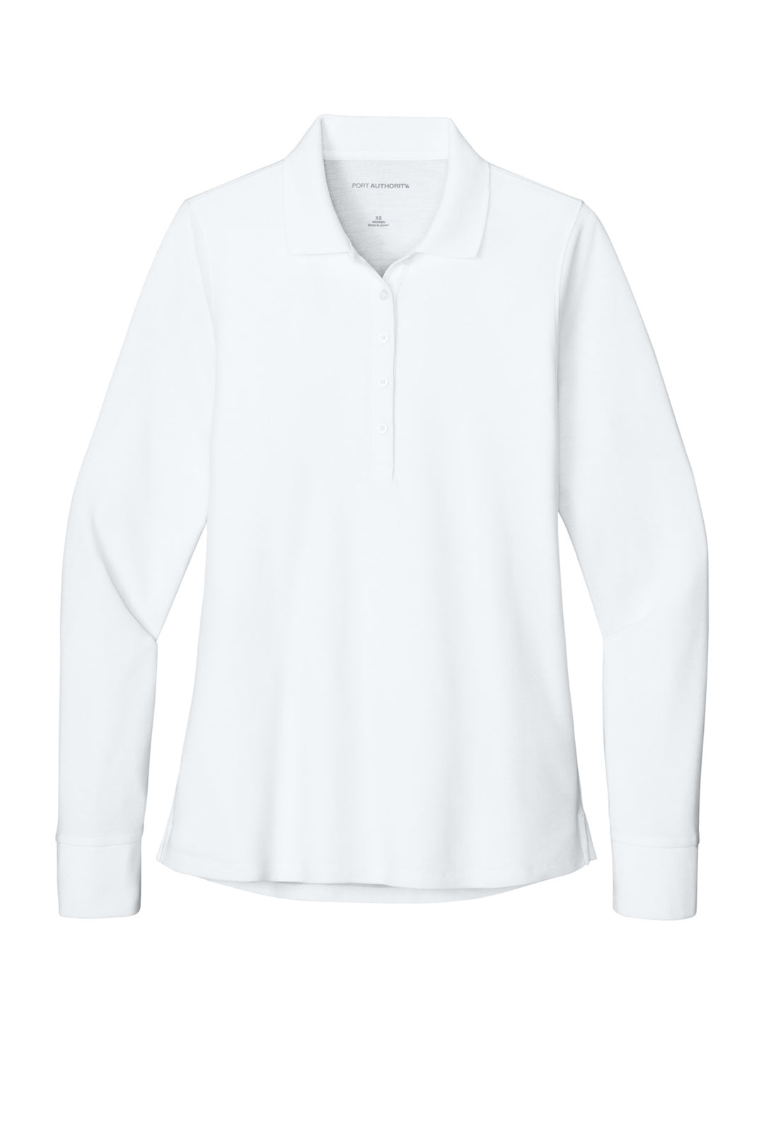 Front View of White Port Authority Women's Wearever Signature Pique Long Sleeve Polo LK200LS
