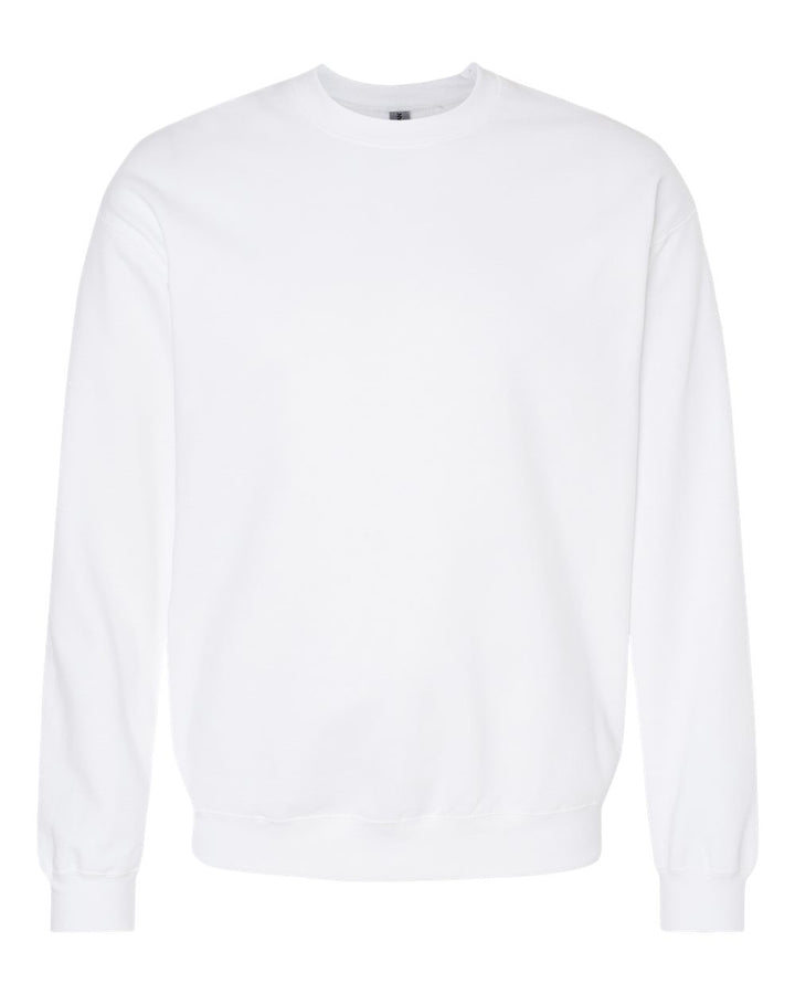 Front View of White Softstyle® Midweight Crewneck Sweatshirt - SF000