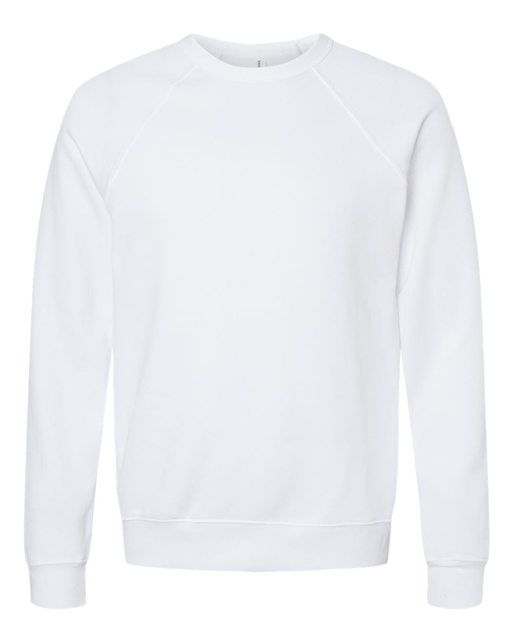Front View of White Sponge Fleece Raglan Crewneck Sweatshirt - 3901