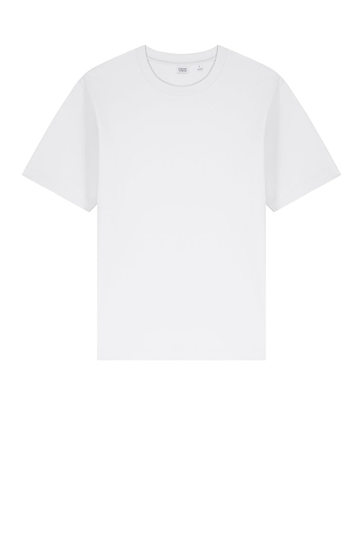 Front View of White Stanley/Stella Unisex Freestyler Heavyweight Tee SXU018