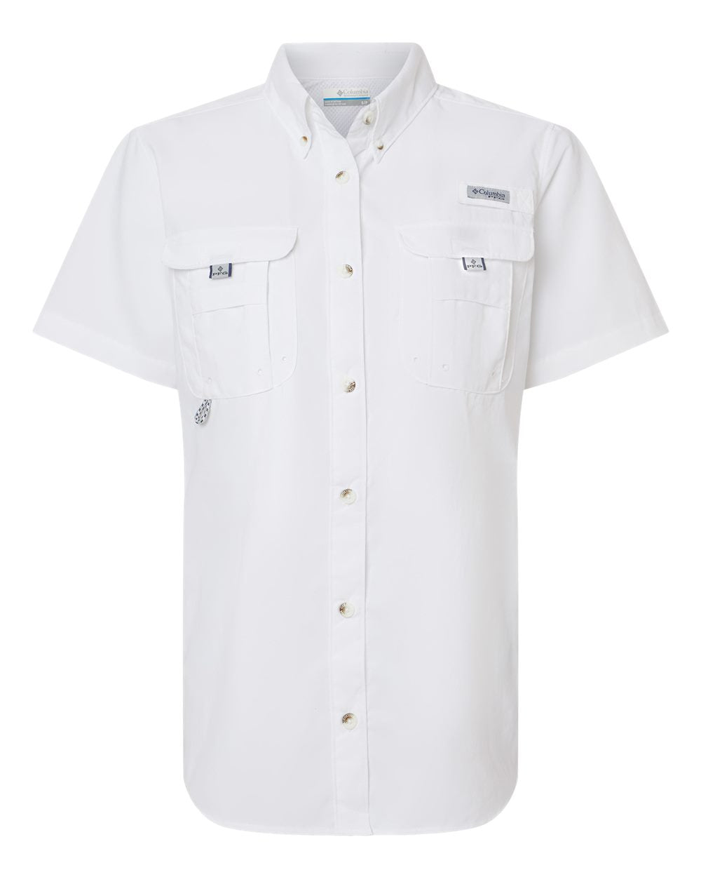 Front View of White Women's PFG Bahama™ Short Sleeve Shirt - 212473