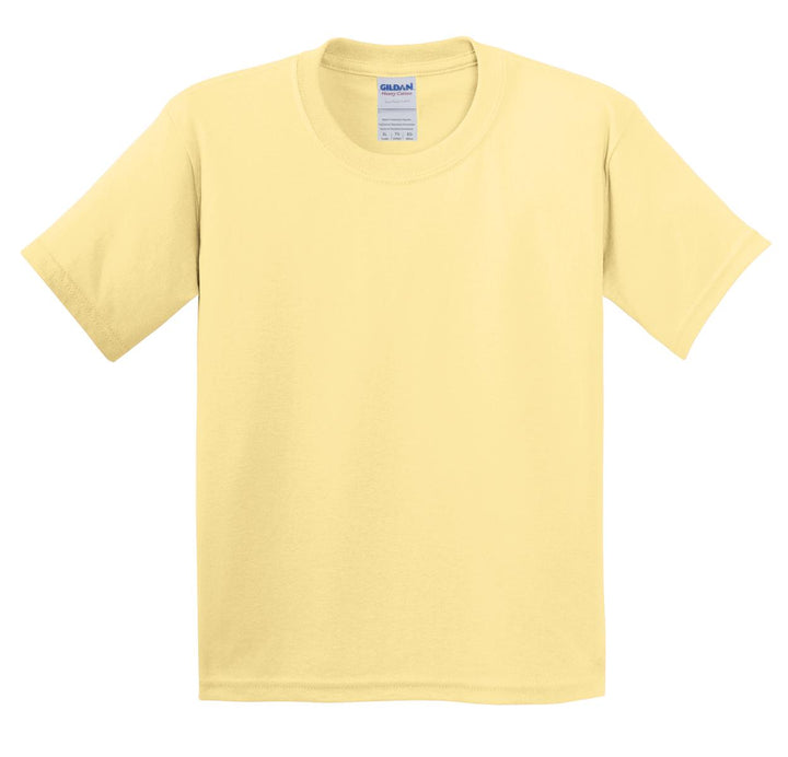 Front View of Yellow Haze Gildan - Youth Heavy Cotton 100% Cotton T-Shirt. 5000B