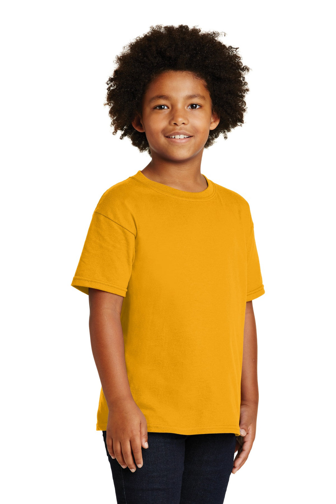 Gold Gildan - Youth Heavy Cotton 100% Cotton T-Shirt. 5000B