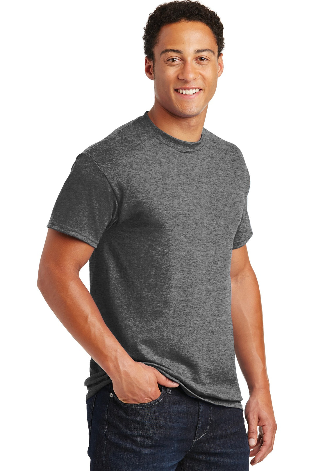 Graphite Hthr Gildan DryBlend 50 Cotton/50 Poly T-Shirt. 8000