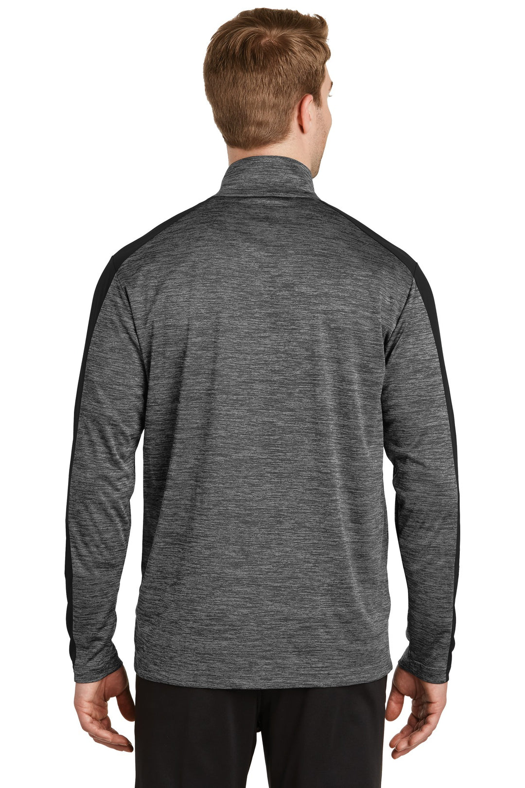 Grey-Blk E/Blk Sport-Tek PosiCharge Electric Heather Colorblock 1/4-Zip Pullover. ST397