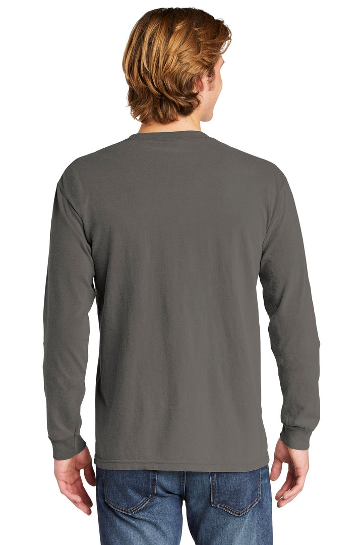 Grey COMFORT COLORS Heavyweight Ring Spun Long Sleeve Pocket Tee. 4410