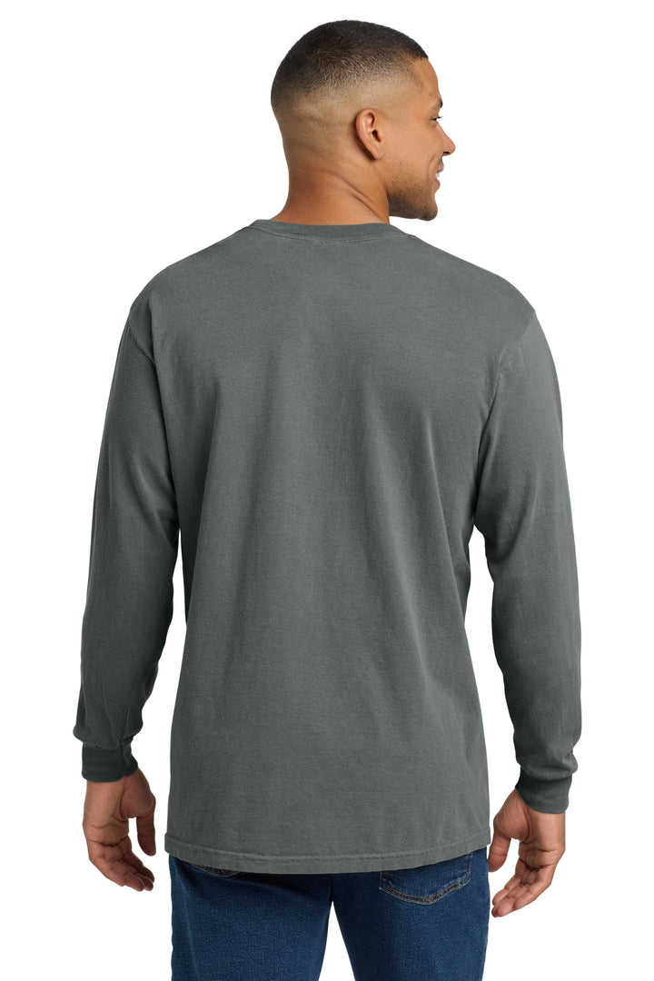 Grey COMFORT COLORS Heavyweight Ring Spun Long Sleeve Pocket Tee. 4410