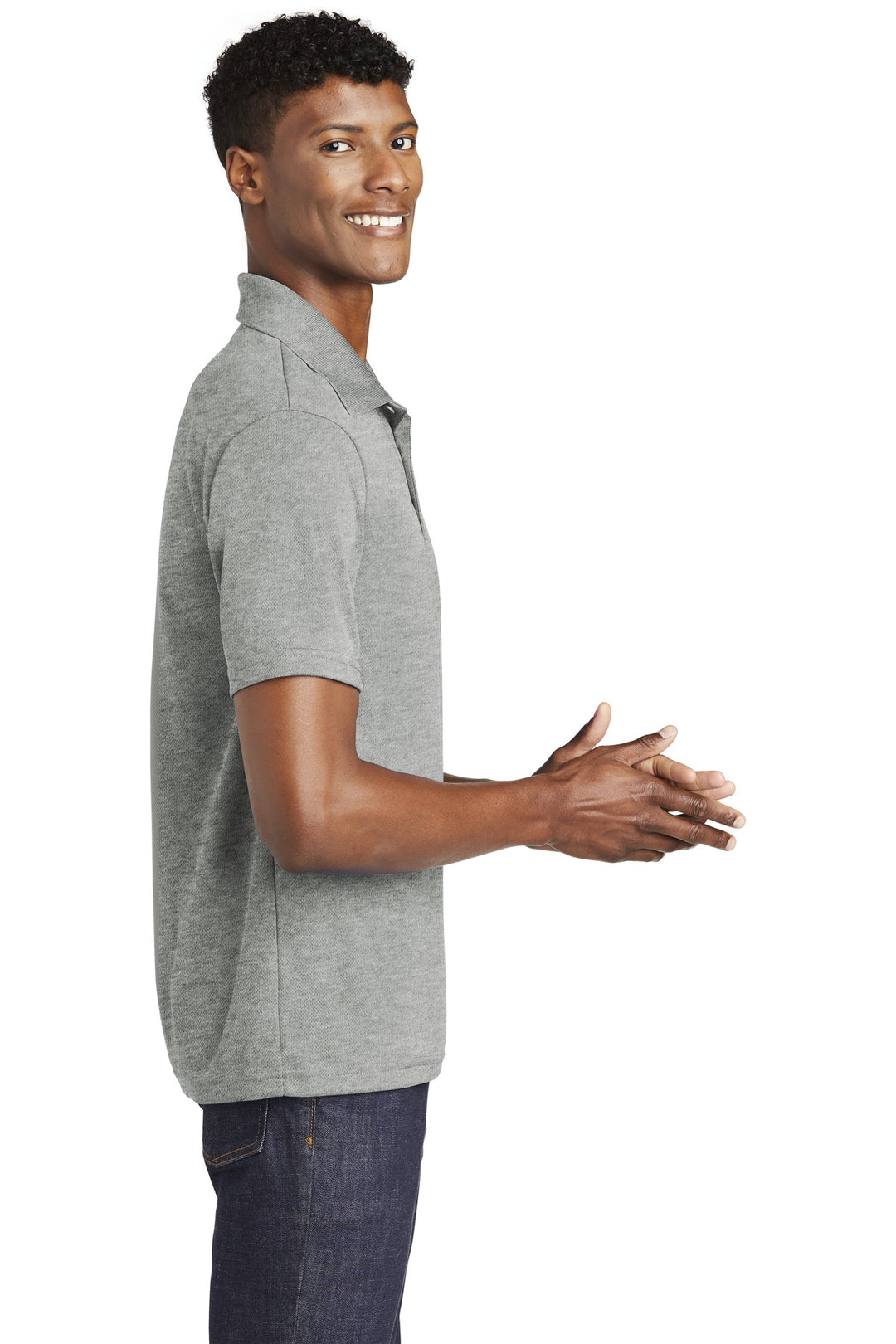 Grey Heather Sport-Tek PosiCharge RacerMesh Polo. ST640