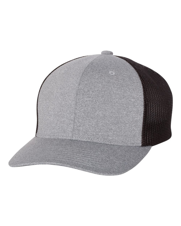 Heather Grey/ Black Mélange Trucker Cap - 6311