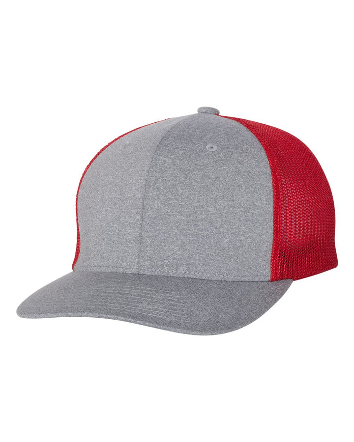 Heather Grey/ Red Mélange Trucker Cap - 6311