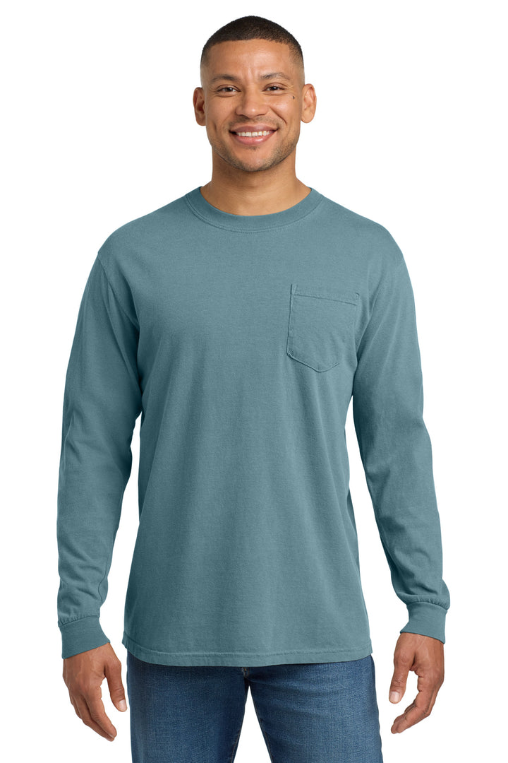 IceBlue COMFORT COLORS Heavyweight Ring Spun Long Sleeve Pocket Tee. 4410